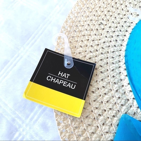 Hat Chapeau Blue Bow Sash Floppy Paper Straw Summer Sun Hat One Size - Picture 4 of 9